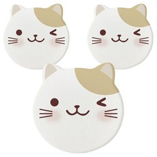小麥購物 G807 硅藻土動物杯墊, 眨眼貓, 3個