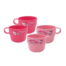 Hello Kitty 兒童疊疊杯 200ml 4件組, 1組, 紅色2個 + 粉色2個
