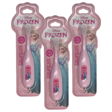FROZEN 冰雪奇緣 兒童專用卡通造型牙刷, 冰雪奇緣 粉色, 1入, 3支