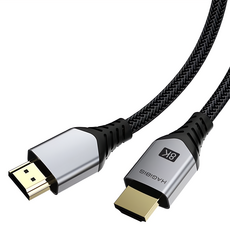 HAGiBiS 海備思 編織鍍金頭HDMI 2.1版8K高畫質傳輸線 7680x4320分辨率 48Gbps總帶寬, 0.5m, 1條