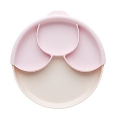 miniware 天然聚乳酸分隔餐盤組 內含3件組, 麵包盤 + 矽膠分隔盤 + 防滑吸盤, 香草棉花糖, 1組