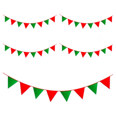 葉子小舖 聖誕拉旗 3m E 04 三角 5個 - 經典紅綠配色 輕鬆打造溫馨聖誕氛圍, 紅色 + 綠色
