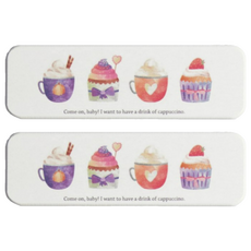 TROMSO 珪藻土長方形吸水杯墊 拉絲打磨表面 圓角設計 基本止滑, 7*22*1cm, J 甜點樂生活, 2個