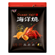 KAKA 卡卡 海洋燒脆片 十三香小龍蝦風味, 海鮮搭配醬烤風味, 三種餅體, 香辣小龍蝦, 210g, 1包