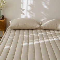 Maatila Choux Cream系列 膨鬆超細纖維鬆緊帶式床墊 杏色, 雙人(200 x 150cm)