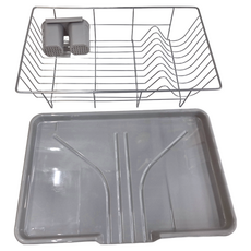 Mega 愛上洗碗 簡約風多功能瀝水架 碗盤架, 灰色, 1個, 1層