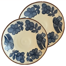 Ciao Li 僑俐餐瓷 輕量北歐藍鷺8.5深盤 日本製, 米色/藍色, 2個, 2 件組圓盤