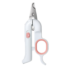 Mamy Pets 寵情 火箭 LED 雙燈寵物安全指甲剪 小型犬/貓適用 ABS握柄 不鏽鋼刀頭, 櫻花粉, 1支