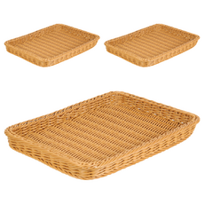 SaNNeNg 三能 長方型仿藤籃, 棕色, 3個