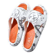 卡通暴力熊拖鞋 PVC材質, 36/37, 白橙色