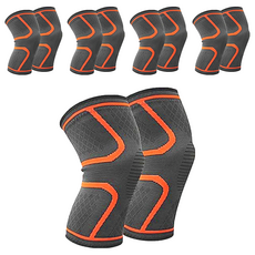 AOLIKES 奧力克斯 7718彈力護膝, 尼龍材質, 高彈力乳絲線, 氨綸, 矽膠, M, 5雙, 橙色