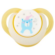Combi 康貝 Night系列安撫奶嘴, 8g 極致輕薄, 0-3個月, 黃色小熊, 1個