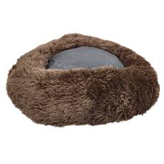 寵物用圓形毛窩 咖啡色 直徑60CM 長毛絨布+防滑底布+PP棉 寵物保暖, 1個