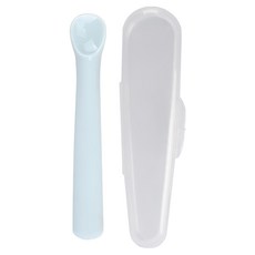Dailylike Bonbon 幼兒矽膠湯匙 附收納盒, 天藍色, 1組