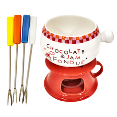 歐風巧克力鍋組 附4支叉 JC7162 陶瓷巧克力火鍋 DIY甜點, 1組