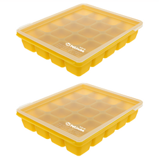 Petinube 矽膠副食品20格分裝盒, 耐熱耐冷溫度-40°C~250°C, 芥末黃, 2個