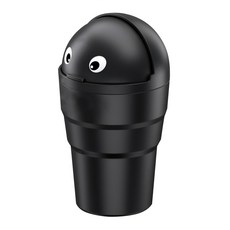 可愛大眼造型車用垃圾桶/杯座垃圾桶/帶蓋垃圾桶/迷你垃圾桶/桌面垃圾桶, 黑色, 1個