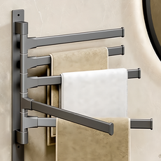 太空鋁旋轉毛巾架 3桿/4桿/5桿, 31.5 x 34 x 2cm, 槍灰, 1個