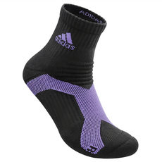 adidas 愛迪達 p5.1極致高機能短筒運動襪，黑色底/紫logo，吸濕排汗，舒適耐磨, M, 黑色, 紫色, 1件