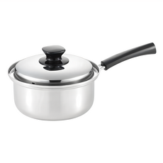 YOSHIKAWA 吉川鍋 單柄鍋 不鏽鋼材質 導熱均勻 適用多種爐具, 1入, 18釐米, 銀色