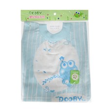 DOOBY 大眼蛙 精梳毛巾套頭圍兜, 大眼蛙 藍色 + 白色, 1條, 1條