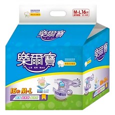 樂爾寶 黏貼型紙尿褲 棉柔全功能型 透氣乾爽 吸收量4-5次, M~L, 16片, 1包