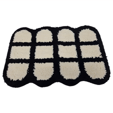 西格傢飾 Ins風文青浴室廚房防滑吸水植絨地墊, 40 x 60cm, 奶酪格子