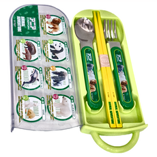 Skater 3合1餐具組, 筷子 + 湯匙 + 叉子 + 外盒, 1組, 動物