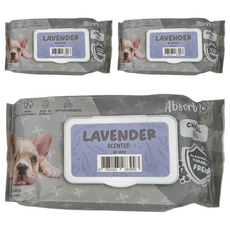 Absorb Plus 狠清爽寵物活性碳濕紙巾, 薰衣草香, 80片(15*20cm), 不含酒精, 1包, 3包