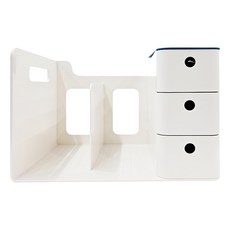 FAmILyLIFE 生活 附抽屜桌面文具書本收納置物架 A-170-B 21 x 29 x 19cm 950g, 藍白色, 1個