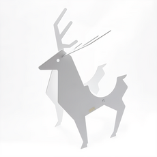 OPUS 東齊金工 北國之歌-金屬馴鹿酒架 裝飾桌面 鍍鋅鋼板 精緻烤漆 台灣設計製造, 優雅白, 1個