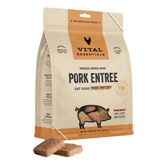 VITAL ESSENTIALS 凍乾鮮肉貓用生食餐, 豬肉方塊排, 8oz, 1包
