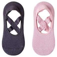 NicoFun 愛定做 加厚毛巾底芭蕾舞鞋防滑瑜珈短襪 女襪 (深灰+淺粉) 瑜珈襪/運動襪, 2雙
