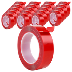 透明雙面無痕強力膠條 30mm x 3m 紅色/透明色 20捲