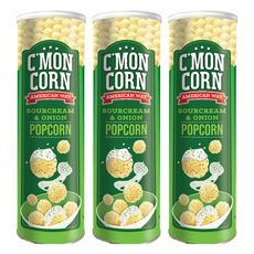 C'MON 玉米 爆米花, 美式風味, 酸奶油和洋蔥味, 70g, 3罐