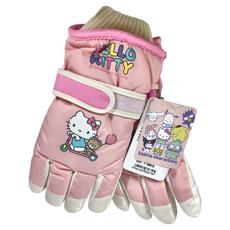 Sanrio 三麗鷗成人兒童滑雪防風防滑觸控加絨保暖手套, 中童款, 凱蒂貓平衡車
