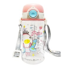 PUKU 藍色企鵝 Tritan直飲水壺, 彩虹馬 粉色 + 透明色, 330ml, 1個