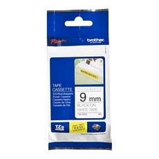 兄弟牌 超黏性標籤帶 TZe-S221 9mm 白底黑字, 8m