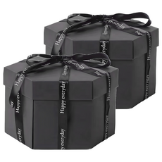 六邊精品禮物爆炸盒DIY半成品 附緞帶 顏色隨機 2個