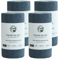 SINCERELY Frog 捲筒式一次性菜瓜布 20x22公分 PP塑膠材質 韓國製造, 深藍色, 60張, 4捲
