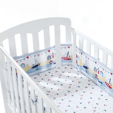 BreathableBaby 透氣嬰兒兩側床圍 Set 2片, 100%聚酯纖維, 148cm x 28cm, 適用於初生至三歲, 海洋帆船
