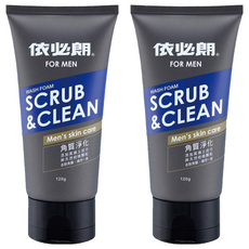 依必朗男性洗面乳 角質淨化, 含高嶺土+天然核桃顆粒, 120g, 2條