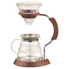 Pearl Horse 寶馬 樂浪滴漏式手沖咖啡組，360cc 耐熱玻璃 松木 鐵線鍍鉻，台灣製造, TA-G-08-360, 1組