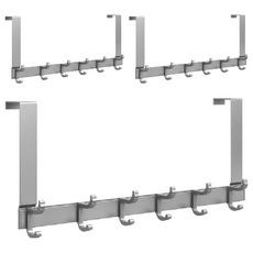 妃妃嚴選 太空鋁門後掛鈎 適用於≤4.5的室內門 26.5cm加長掛條, 槍灰, 3個