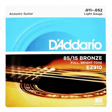 D’Addario 11-52 民謠吉他弦 EZ910 85/15青銅材質 音色明亮, Bronze, 1個