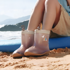 LEMONKID 檸檬寶寶 可愛漸層束口雨鞋 秘境山谷(米色), 漸層咖, 210mm, 1組