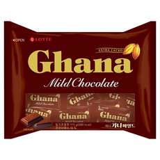 Ghana 加納 可可製品 韓國原裝進口 一口大小 片片分裝 方便食用更衛生 香濃巧克力 柔和甜蜜口感, 175g, 1袋
