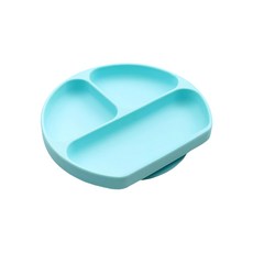 BUMKiNs 白金矽膠餐盤, 6個月以上適用, 100%矽膠, 耐熱溫度-40°C~+175°C, 20 x 17.5 x 2.5cm, 水藍色, 1個