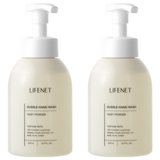 LIFENET 泡泡洗手慕斯, pH 5.0弱酸性溫和清潔, 寶寶爽身粉香氣, 500ml, 2瓶
