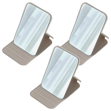 摺疊化妝鏡 Set 3, PVC材質, 簡約, 小巧款, 升級款, 奶油白